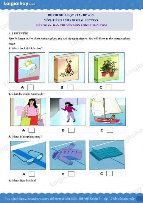 Đề thi giữa kì 2 Tiếng Anh 8 Global Success - Đề số 3